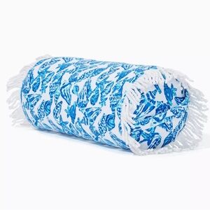 Blue Shell Print Round Beach Pillow Bolster